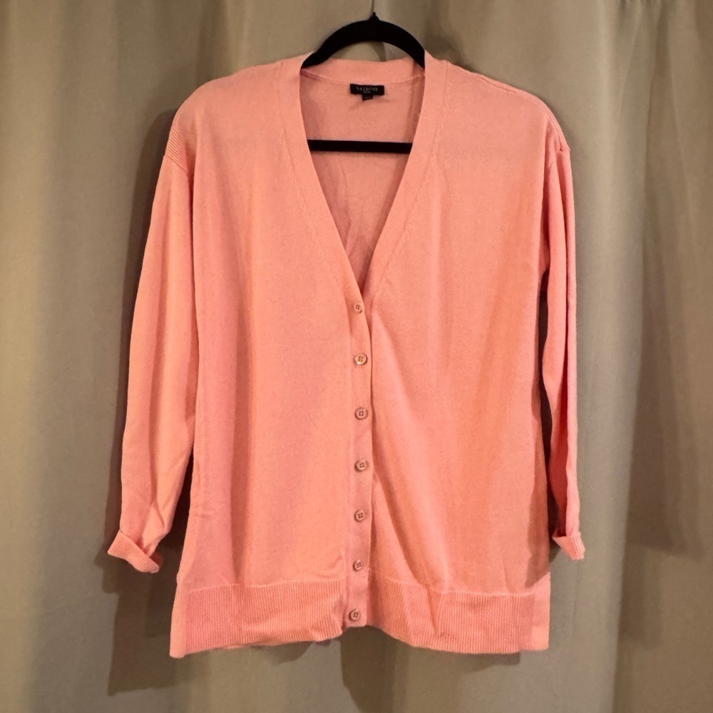 Talbots Pink Cardigan Sweater V-Neck Lightweight